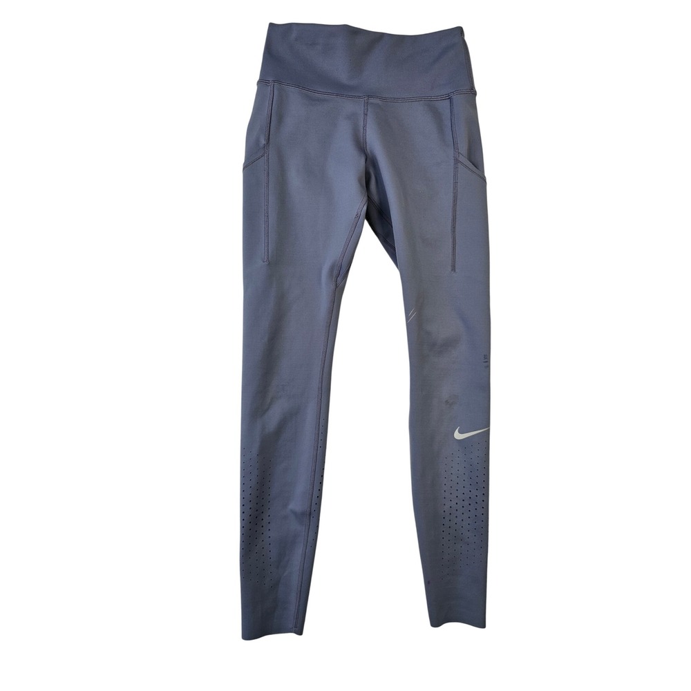 Nike Epic Luxe Womens Running Tights High Rise Perforated Leggings Blue Gray‎ XS
